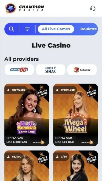 Champion Casino Screenshot